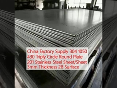 Produit de l'usine de Chine 304 1050 430 Plaque ronde à triple cercle 201 tôle/feuille en acier inoxydable épaisseur 3 mm Surface 2B